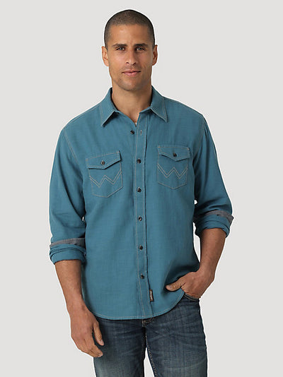 Men's Wrangler Solid Shirt in French Blue