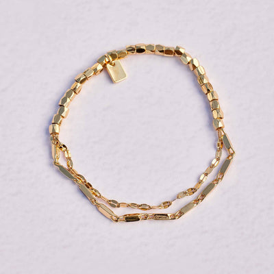Metal Bead & Chain Stretch Bracelet