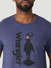 Men's Lassoing Cowboy Graphic T-Shirt In Denim Heather