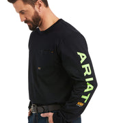 Men's Ariat Rebar Workman Logo in Black/Lime